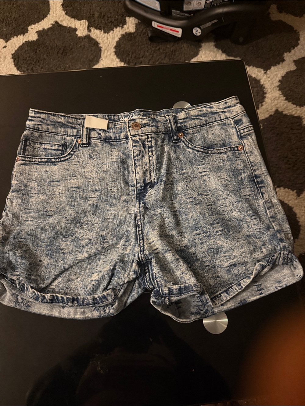 Acid Wash High-Rise Women's Jean Shorts - Blue